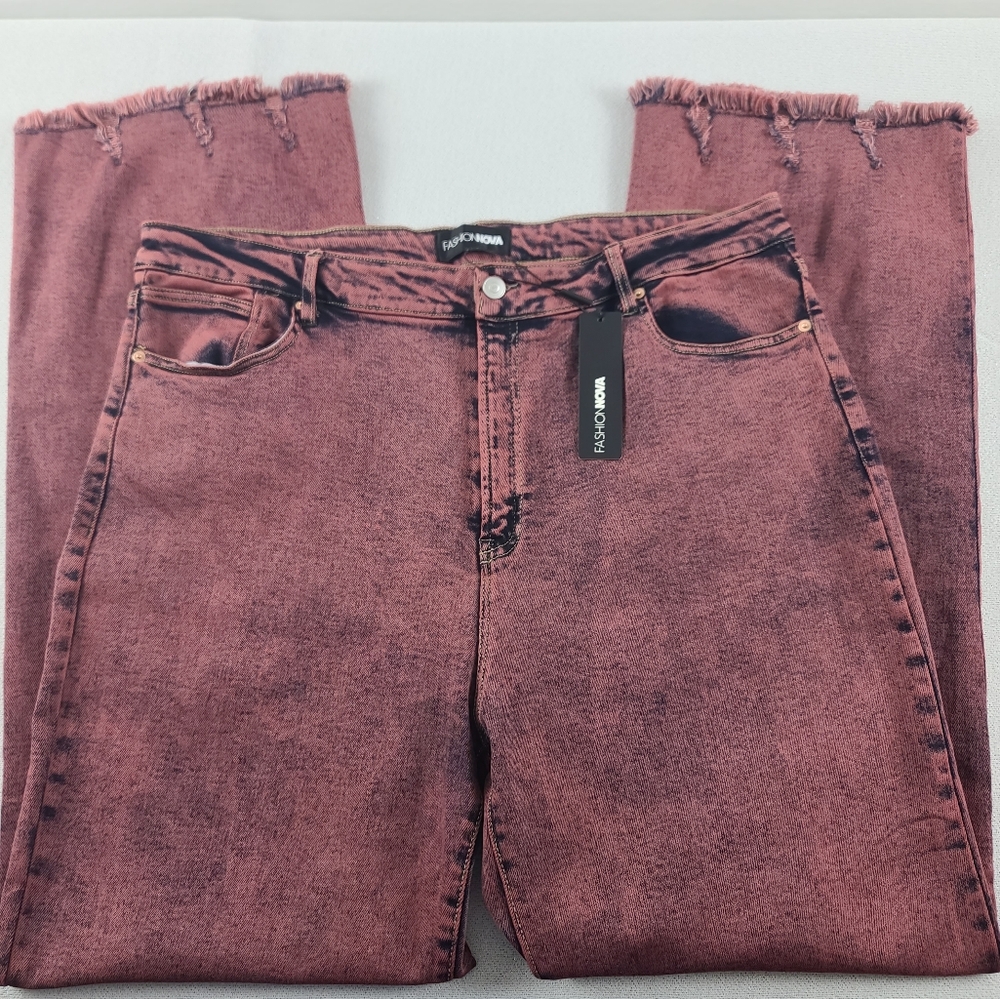NEW Fashion Nova Pink Overdye Stretch Jeans Stretch Wmn;s 20 Long